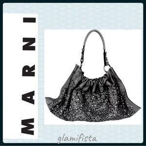 Marni Vintage Black Openwork leather tote bag made in Italy